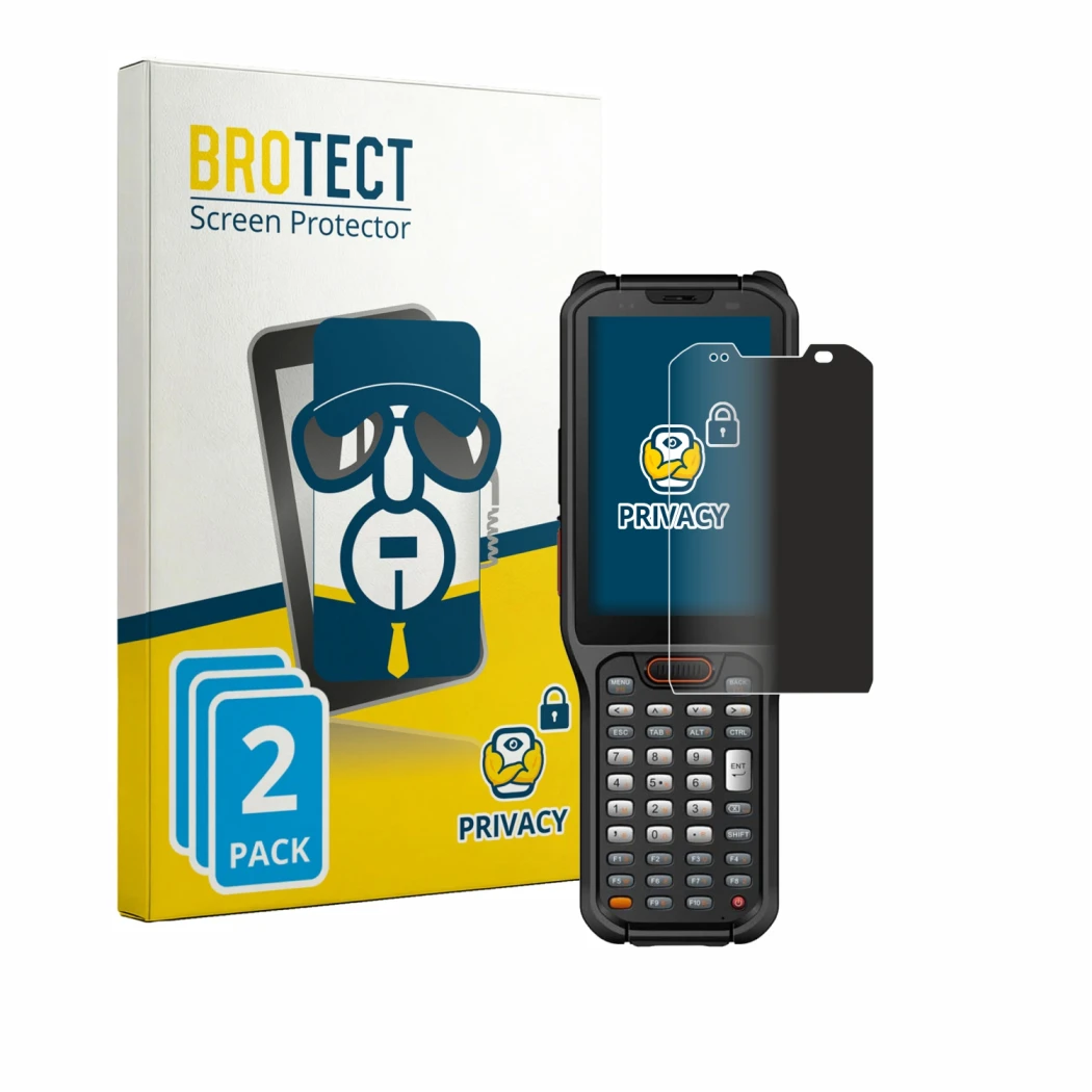 Parte frontale di una confezione del prodotto con il logo del marchio BROTECT. Accanto è raffigurato il dispositivo Urovo RT40