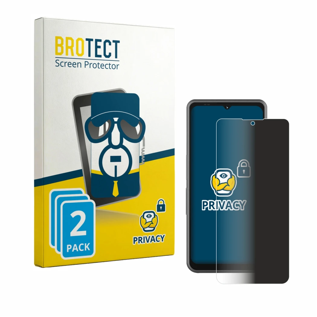 Parte frontale di una confezione del prodotto con il logo del marchio BROTECT. Accanto è raffigurato il dispositivo Sonim XP P