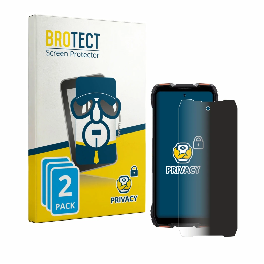 Parte frontale di una confezione del prodotto con il logo del marchio BROTECT. Accanto è raffigurato il dispositivo Blackview