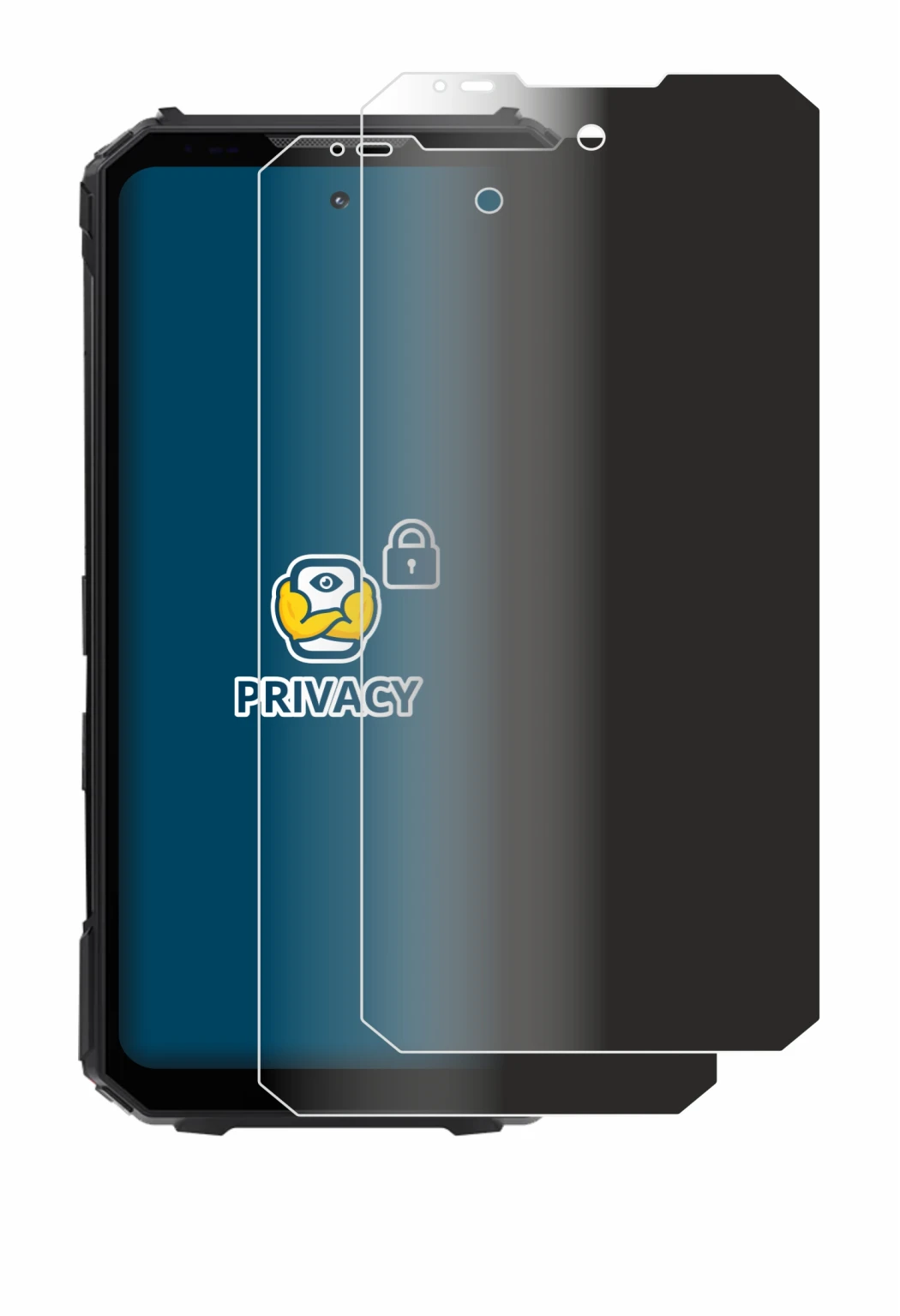 Immagine del dispositivo Doogee V Max LR con un'ampia varietà di protezioni per lo schermo.
