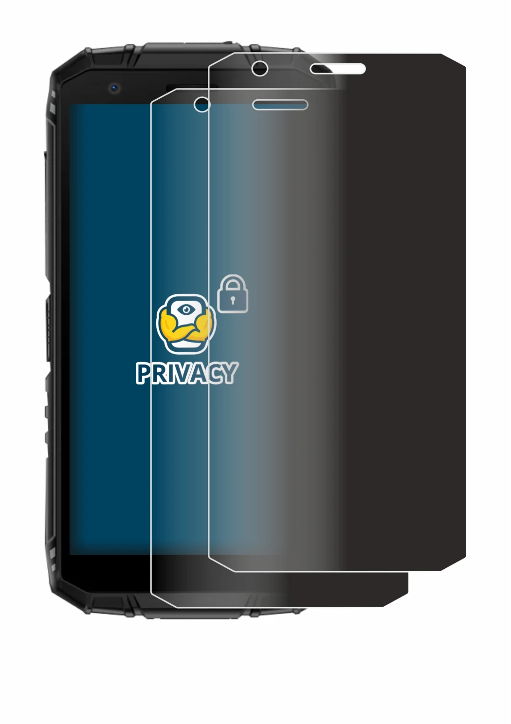 Immagine del dispositivo Doogee Fire 3 con un'ampia varietà di protezioni per lo schermo.