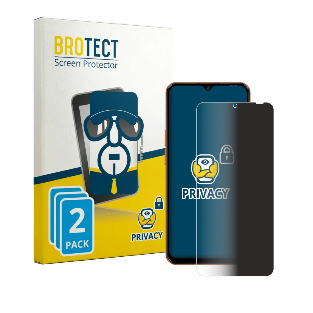 Parte frontale di una confezione del prodotto con il logo del marchio BROTECT. Accanto è raffigurato il dispositivo Oscal Flat