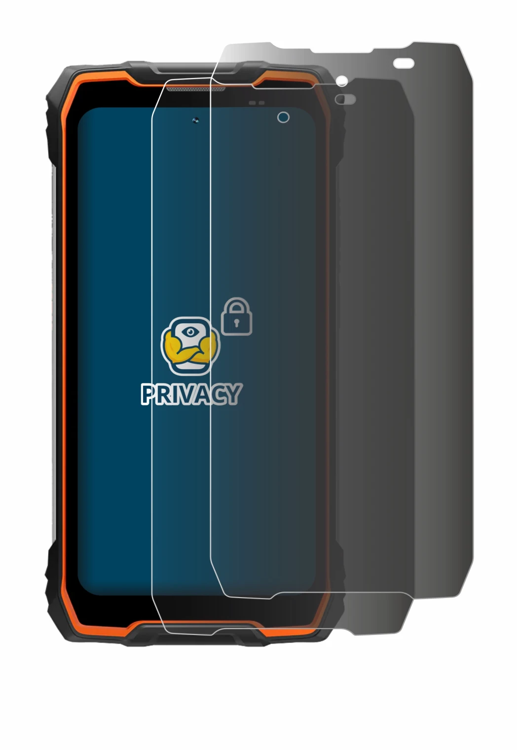 Immagine del dispositivo Blackview Rock 2 con un'ampia varietà di protezioni per lo schermo.