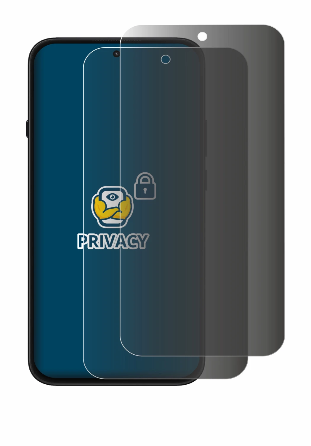 Immagine del dispositivo Nothing Phone (4b) con un'ampia varietà di protezioni per lo schermo.