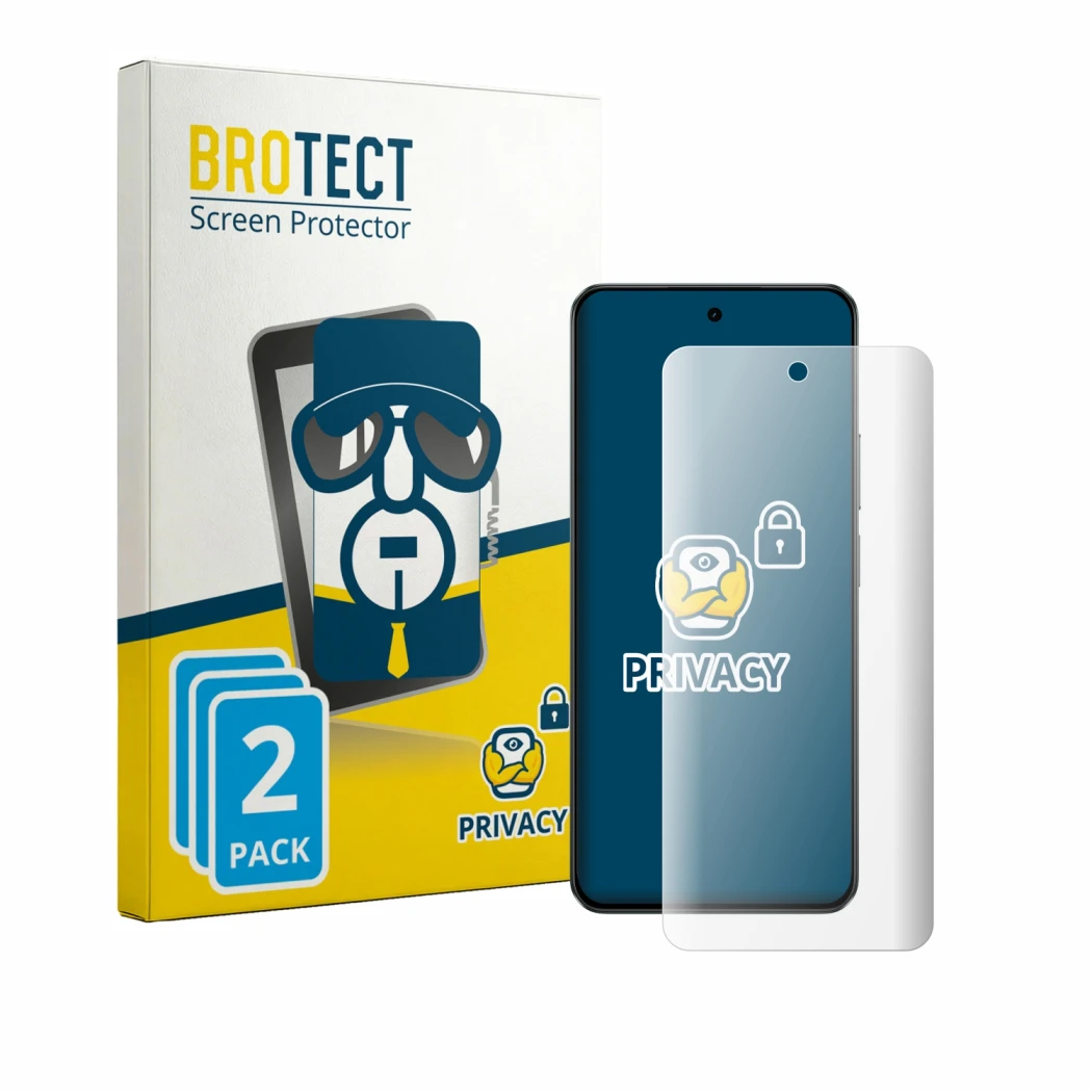 Parte frontale di una confezione del prodotto con il logo del marchio BROTECT. Accanto è raffigurato il dispositivo realme C71