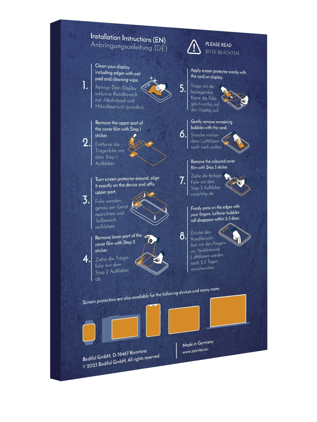 Parte posteriore di una confezione del prodotto con il logo del marchio Savvies