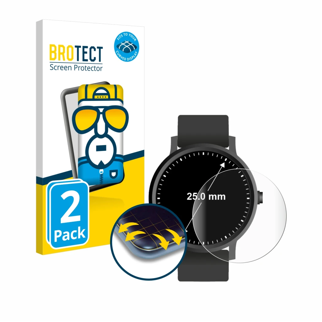 Parte frontale di una confezione del prodotto con il logo del marchio BROTECT. Accanto è raffigurato il dispositivo Orologi (C