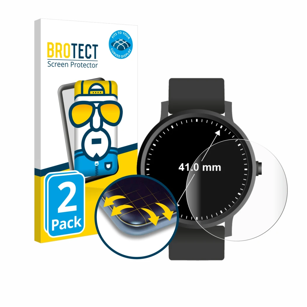 Parte frontale di una confezione del prodotto con il logo del marchio BROTECT. Accanto è raffigurato il dispositivo Orologi (C