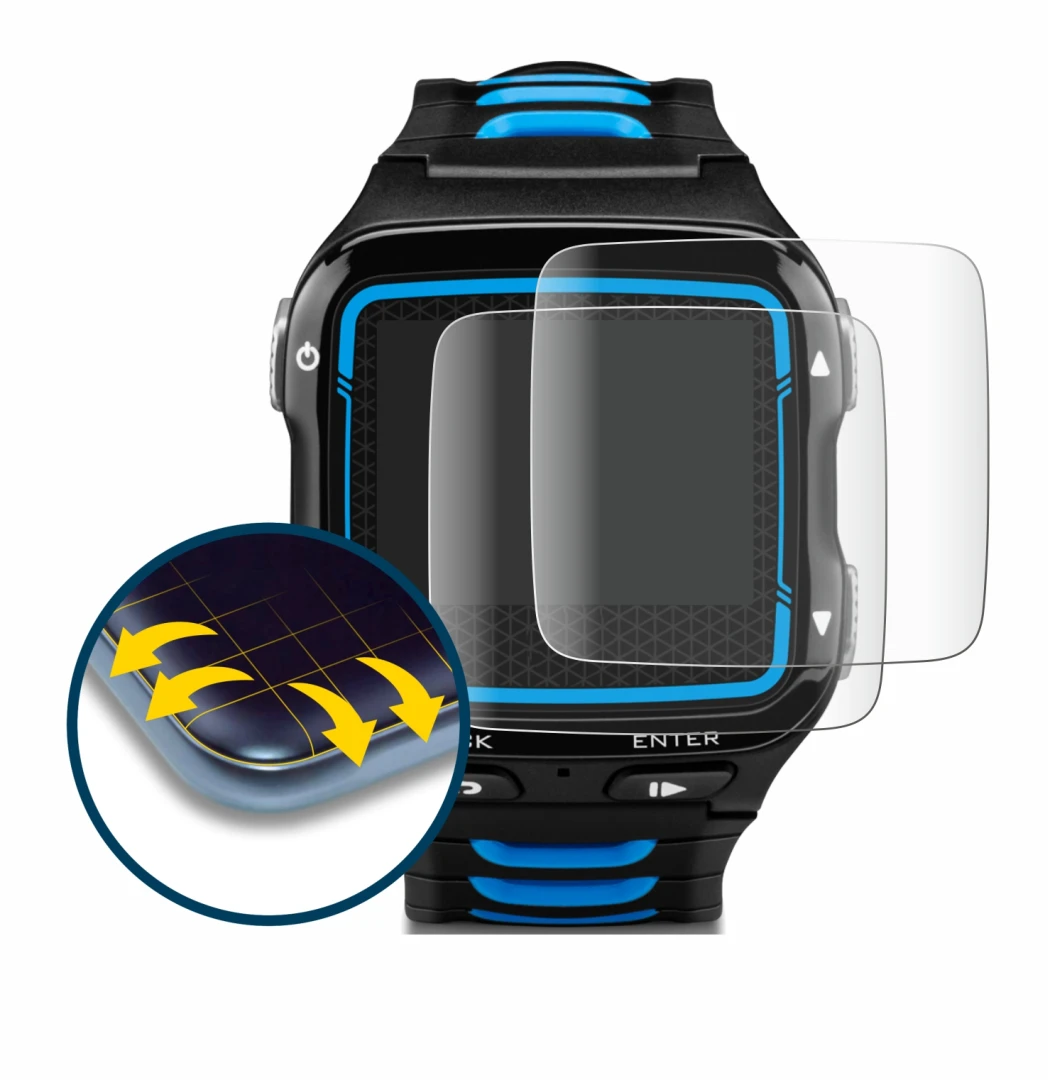 Immagine del dispositivo Garmin Forerunner 920XT con un'ampia varietà di protezioni per lo schermo.