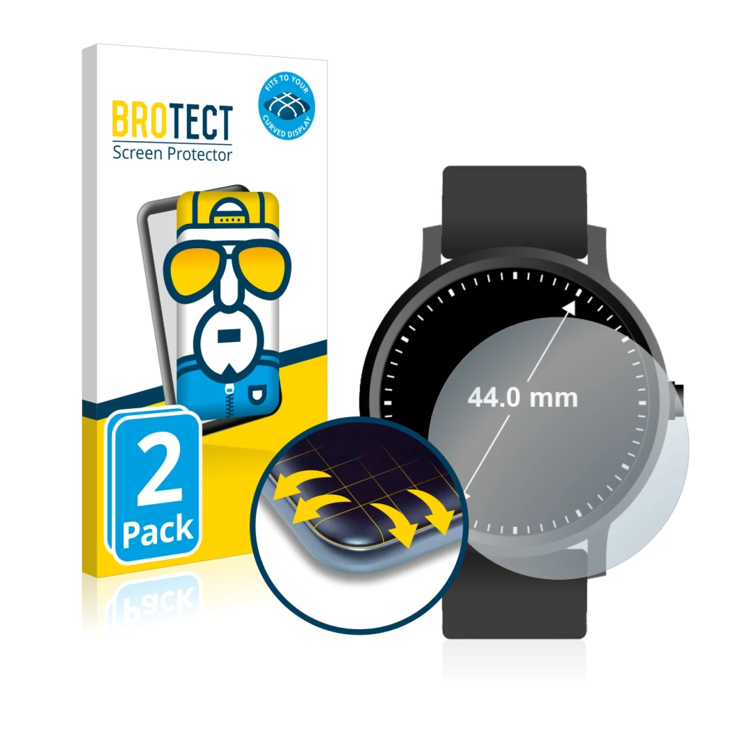 Parte frontale di una confezione del prodotto con il logo del marchio BROTECT. Accanto è raffigurato il dispositivo Orologi (C