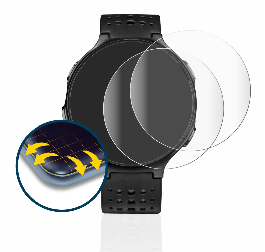 Immagine del dispositivo Garmin Forerunner 235 con un'ampia varietà di protezioni per lo schermo.