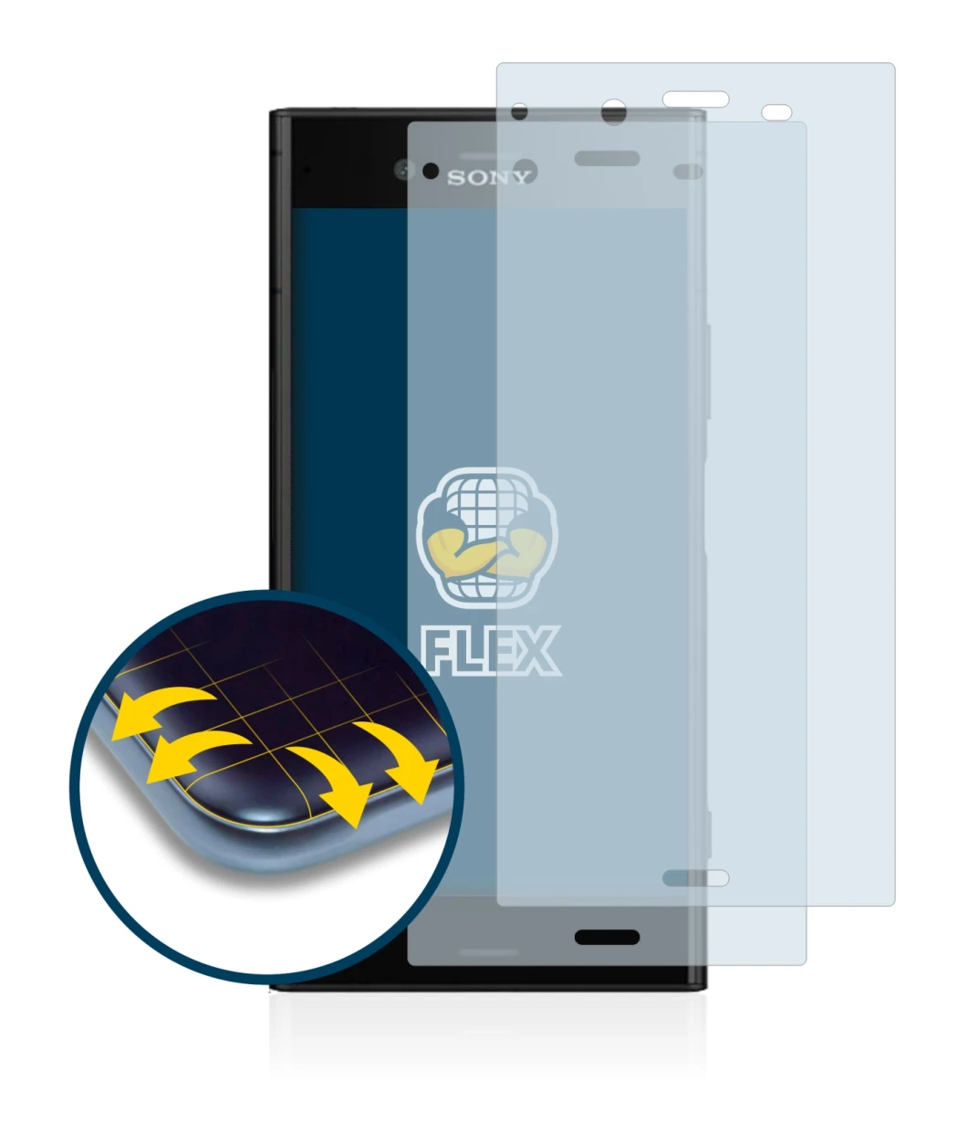 Immagine del dispositivo Sony Xperia XZ1 con un'ampia varietà di protezioni per lo schermo.