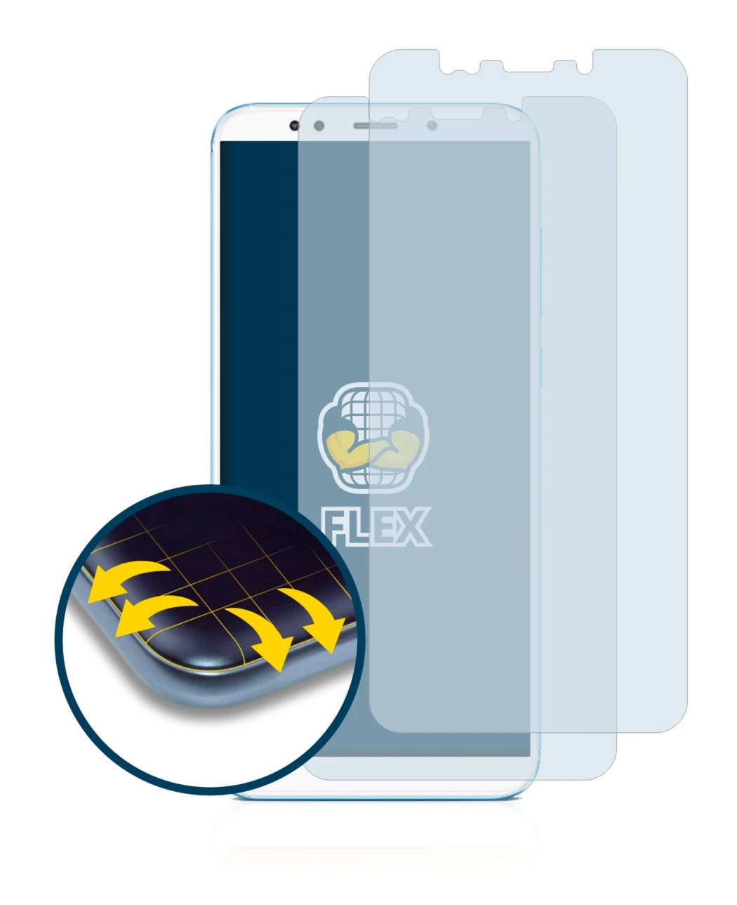 Immagine del dispositivo Xiaomi Redmi 5 Plus con un'ampia varietà di protezioni per lo schermo.