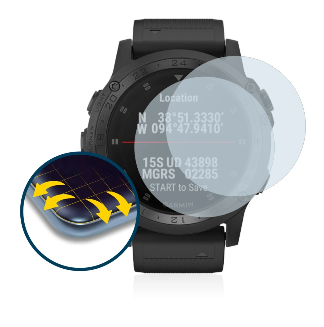 Immagine del dispositivo Garmin Tactix Charlie con un'ampia varietà di protezioni per lo schermo.