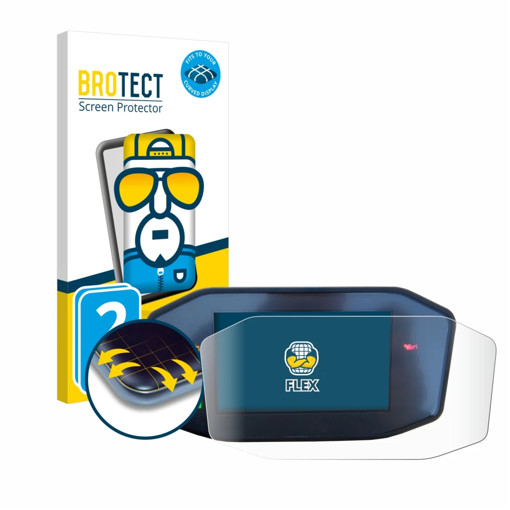 Parte frontale di una confezione del prodotto con il logo del marchio BROTECT. Accanto è raffigurato il dispositivo KTM 790 Du