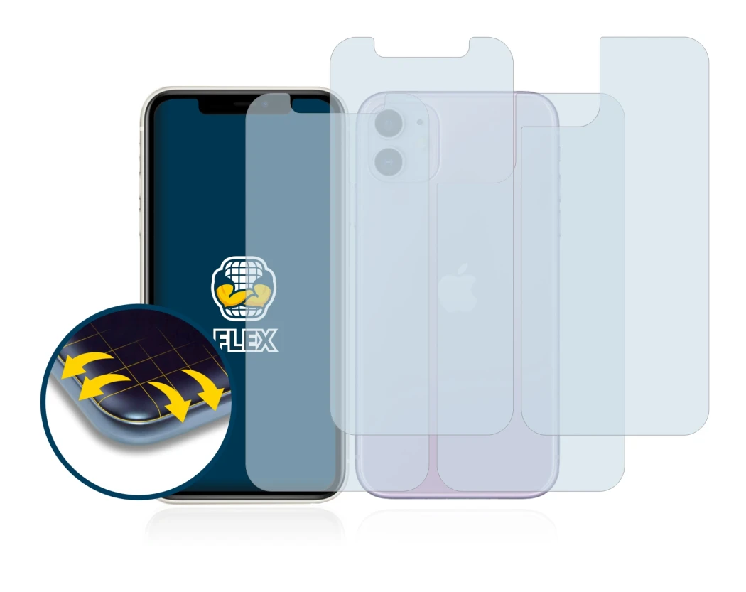 Immagine del dispositivo Apple iPhone 11 (Fronte+Retro) con un'ampia varietà di protezioni per lo schermo.