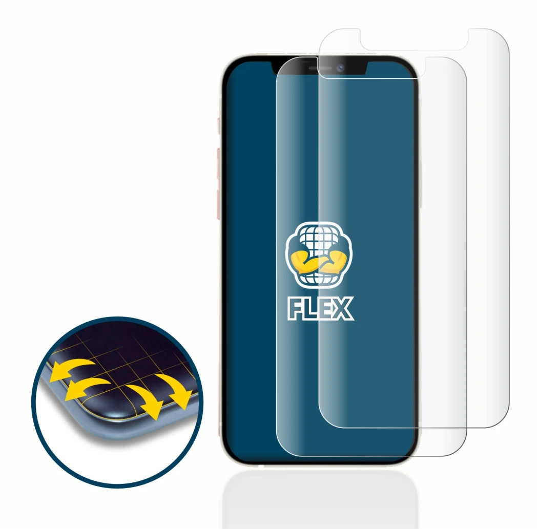 Immagine del dispositivo Apple iPhone 12 mini con un'ampia varietà di protezioni per lo schermo.