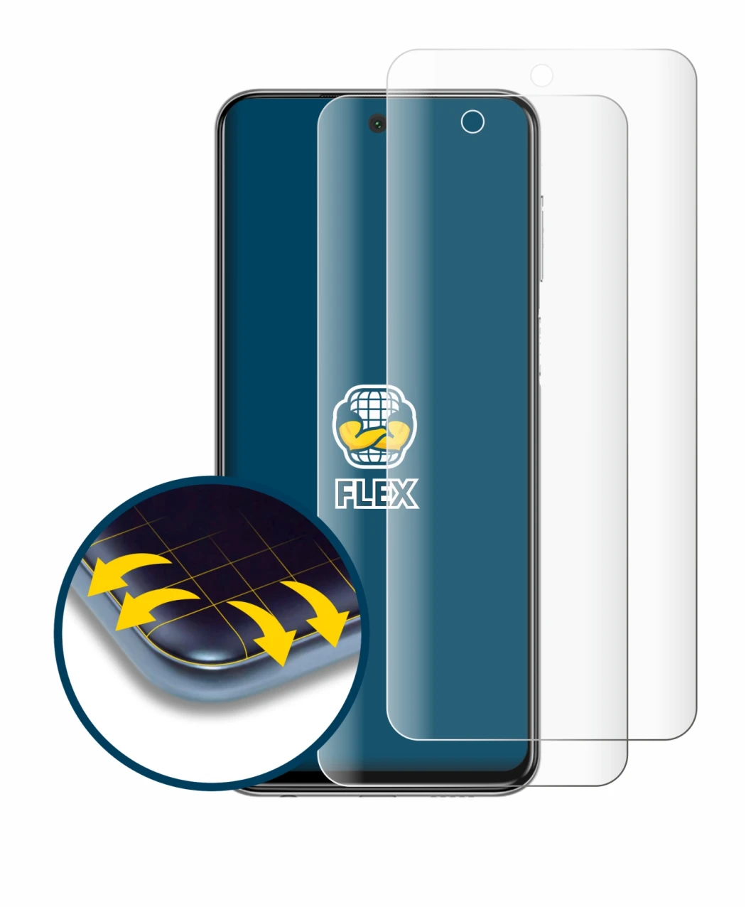 Immagine del dispositivo Xiaomi Redmi Note 9 Pro con un'ampia varietà di protezioni per lo schermo.