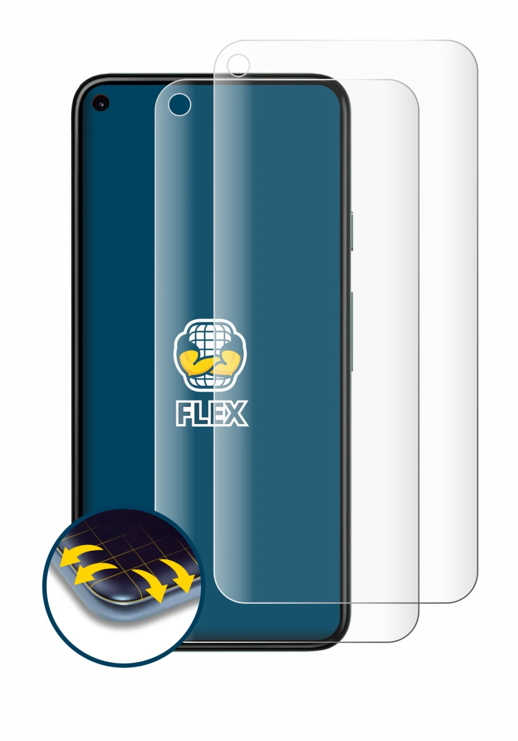 Immagine del dispositivo Google Pixel 5 con un'ampia varietà di protezioni per lo schermo.