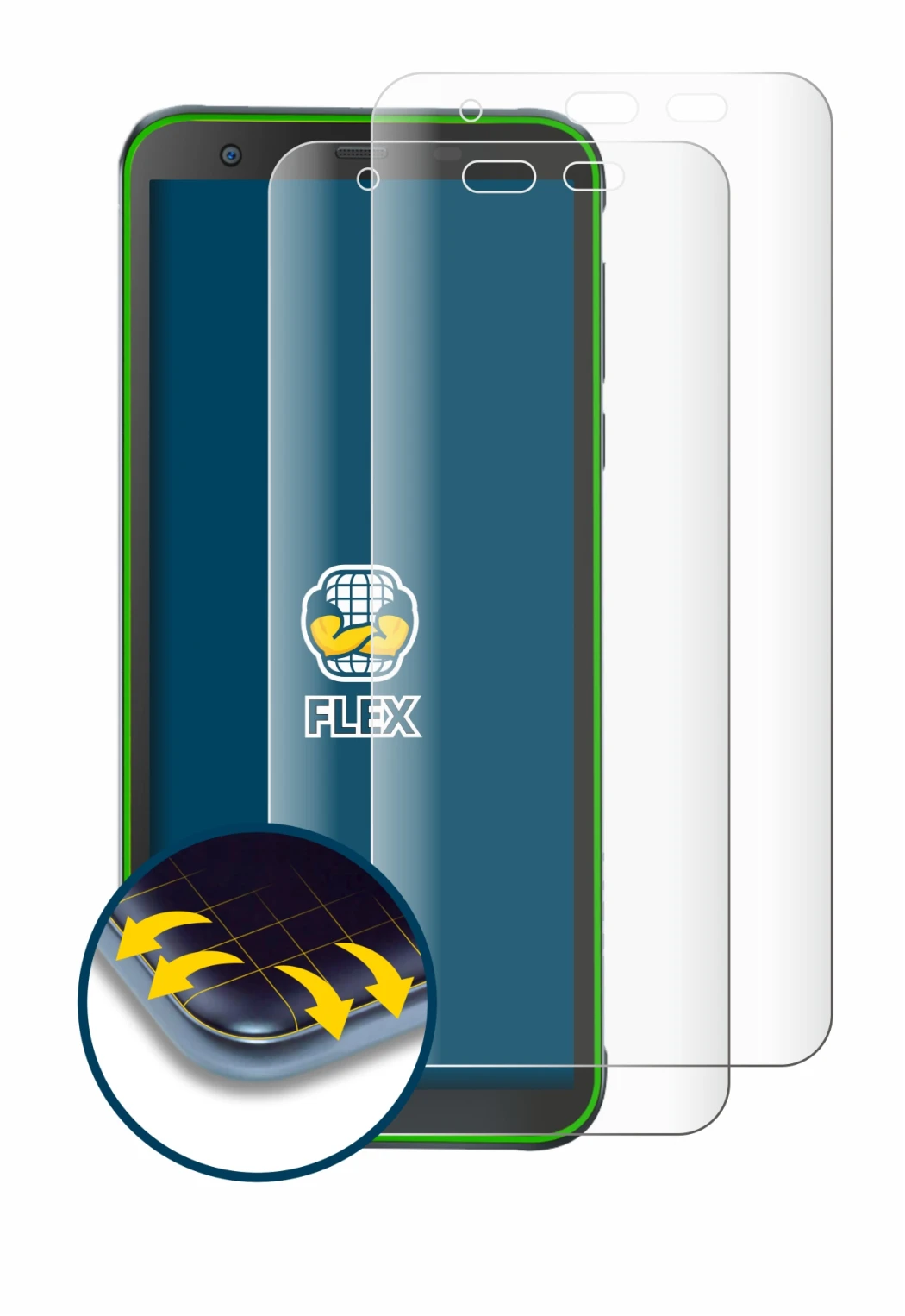 Immagine del dispositivo Blackview BV6300 Pro con un'ampia varietà di protezioni per lo schermo.