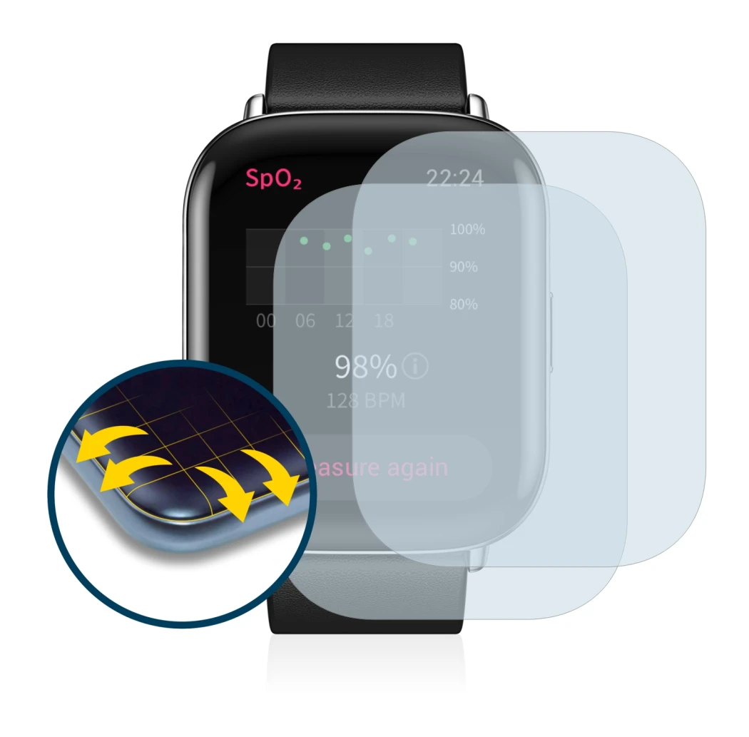 Immagine del dispositivo Zepp E Square con un'ampia varietà di protezioni per lo schermo.