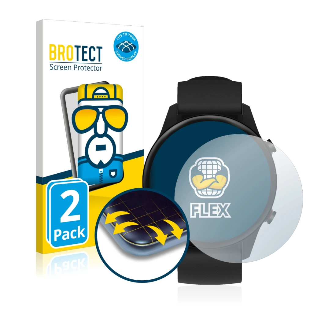 Parte frontale di una confezione del prodotto con il logo del marchio BROTECT. Accanto è raffigurato il dispositivo Xiaomi Mi 