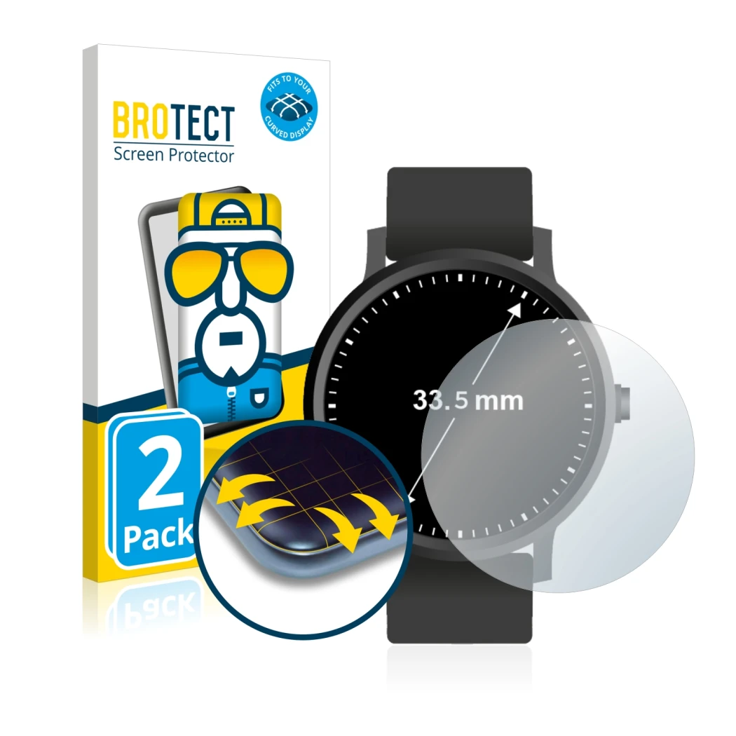 Parte frontale di una confezione del prodotto con il logo del marchio BROTECT. Accanto è raffigurato il dispositivo Orologi (C