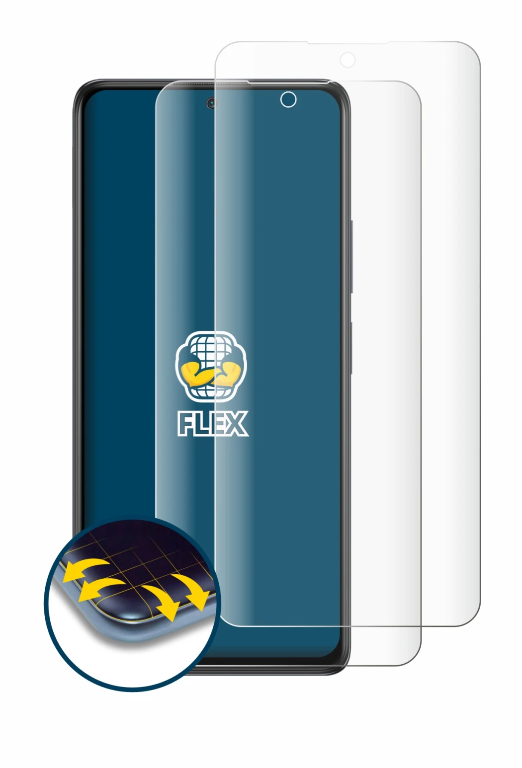 Immagine del dispositivo Xiaomi Redmi Note 10 Pro con un'ampia varietà di protezioni per lo schermo.