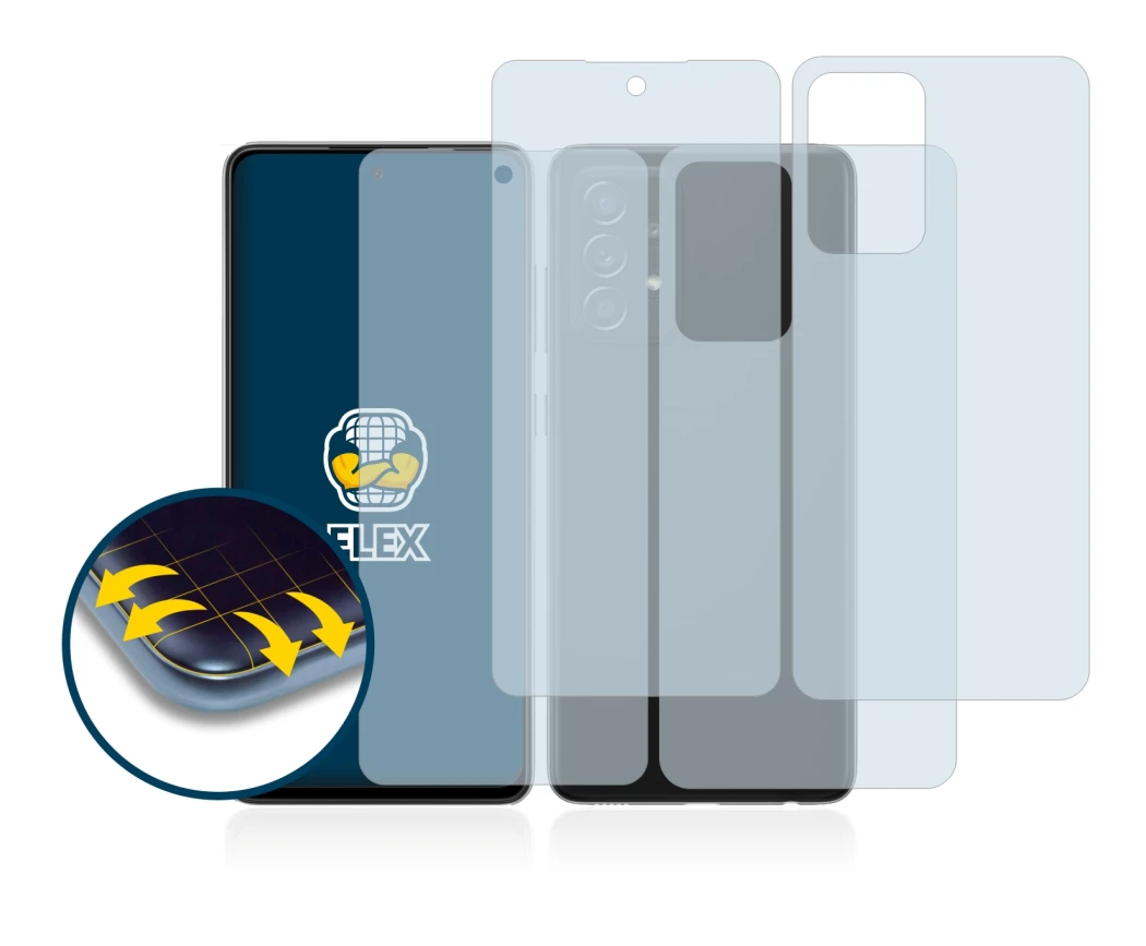 Immagine del dispositivo Samsung Galaxy A52s 5G (Fronte+Retro) con un'ampia varietà di protezioni per lo schermo.