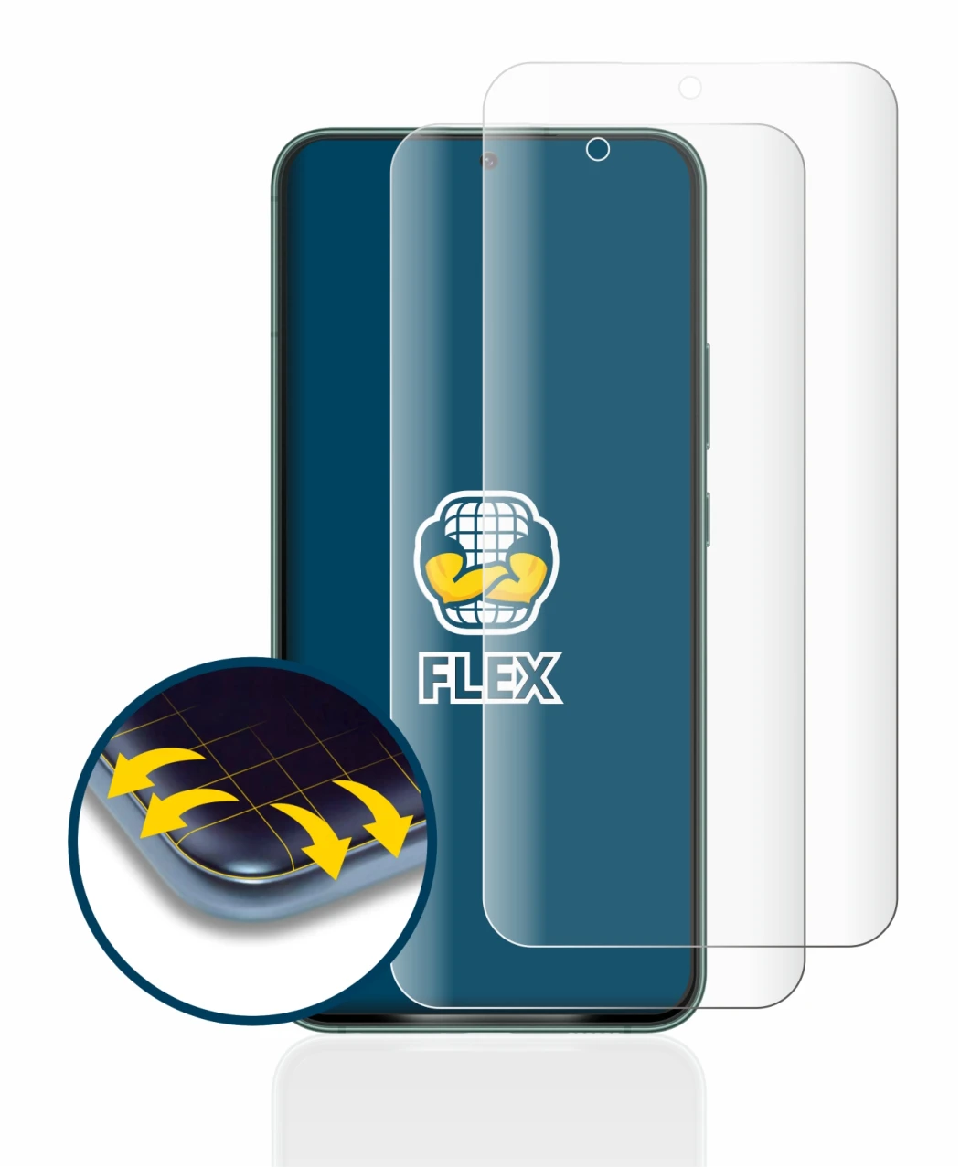 Immagine del dispositivo Samsung Galaxy S22 Plus 5G con un'ampia varietà di protezioni per lo schermo.