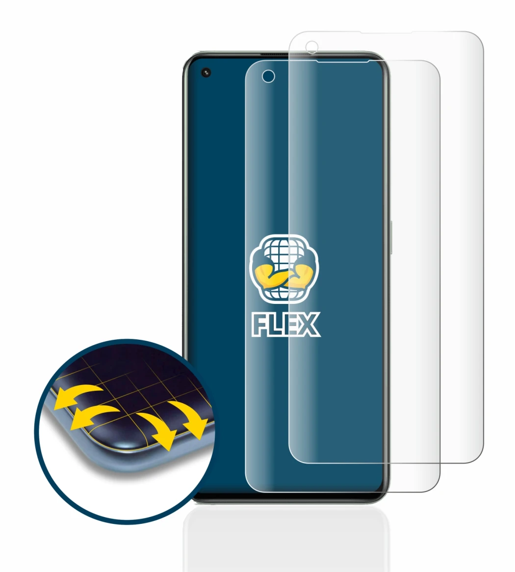 Immagine del dispositivo realme GT 2 Pro con un'ampia varietà di protezioni per lo schermo.