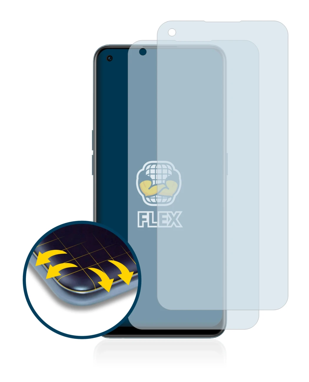 Immagine del dispositivo OnePlus Nord CE 2 5G con un'ampia varietà di protezioni per lo schermo.