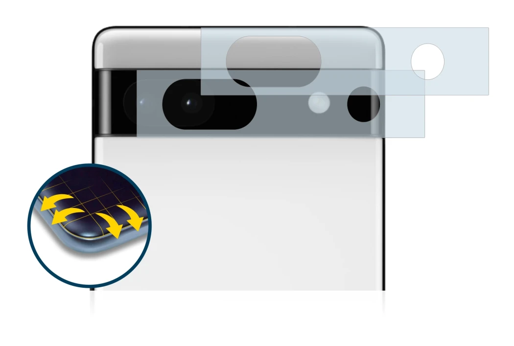 Immagine del dispositivo Google Pixel 6a (SOLO Fotocamera) con un'ampia varietà di protezioni per lo schermo.