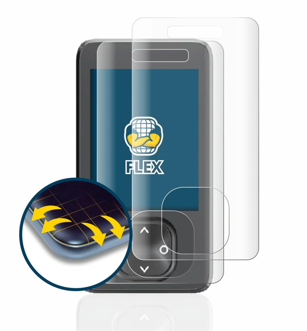 Immagine del dispositivo Dexcom G7 CGM con un'ampia varietà di protezioni per lo schermo.