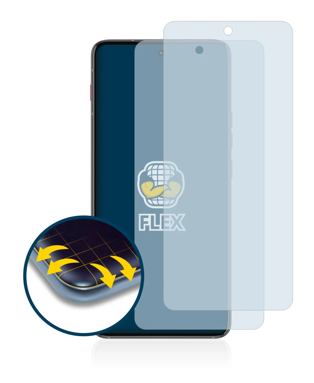 Immagine del dispositivo Motorola ThinkPhone con un'ampia varietà di protezioni per lo schermo.