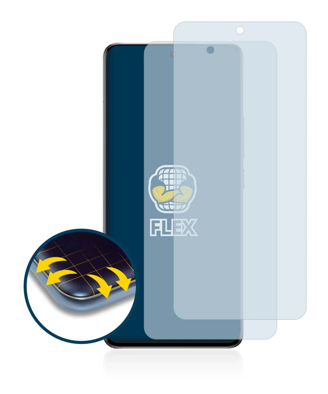 Immagine del dispositivo Xiaomi 13 Pro con un'ampia varietà di protezioni per lo schermo.