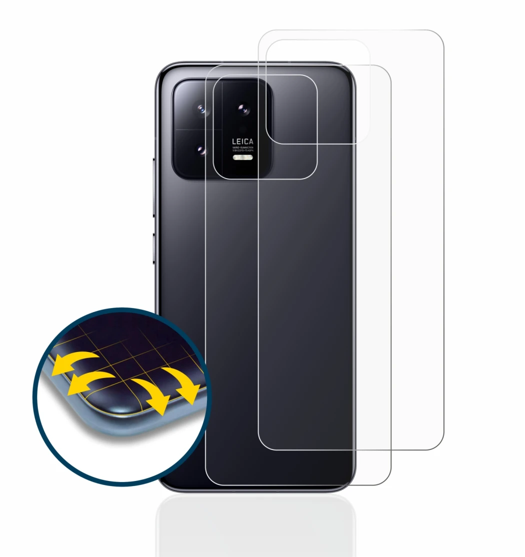 Immagine del dispositivo Xiaomi 13 (Posteriore) con un'ampia varietà di protezioni per lo schermo.