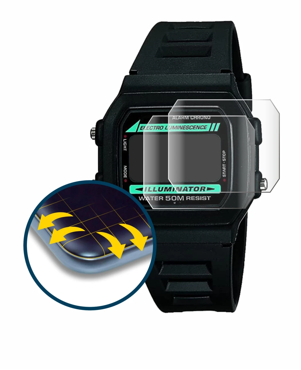 Immagine del dispositivo Casio W-86-1VQES con un'ampia varietà di protezioni per lo schermo.