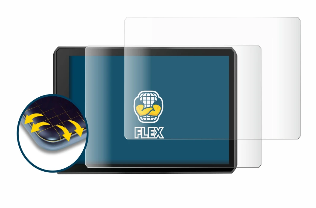 Immagine del dispositivo Garmin zumo XT2 con un'ampia varietà di protezioni per lo schermo.