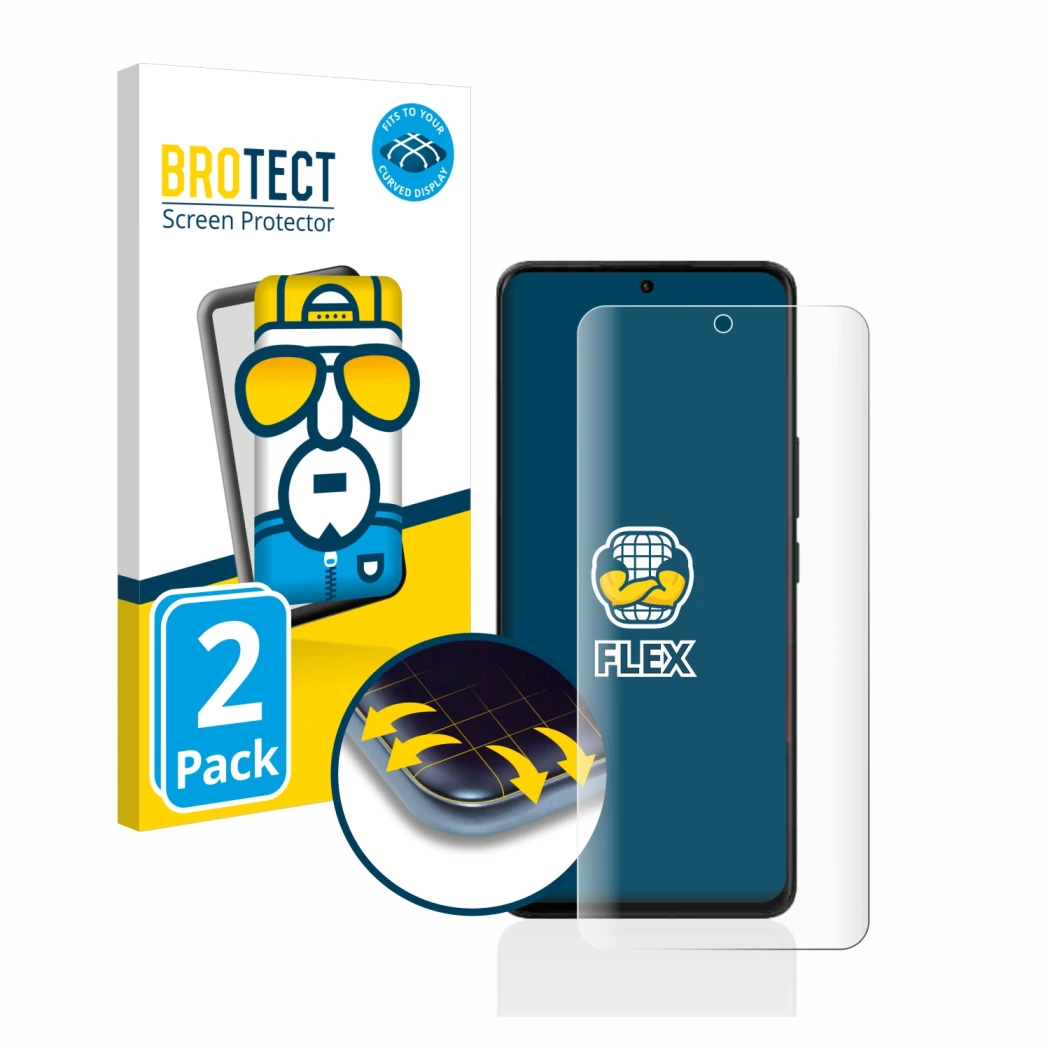 Parte frontale di una confezione del prodotto con il logo del marchio BROTECT. Accanto è raffigurato il dispositivo Xiaomi 13 
