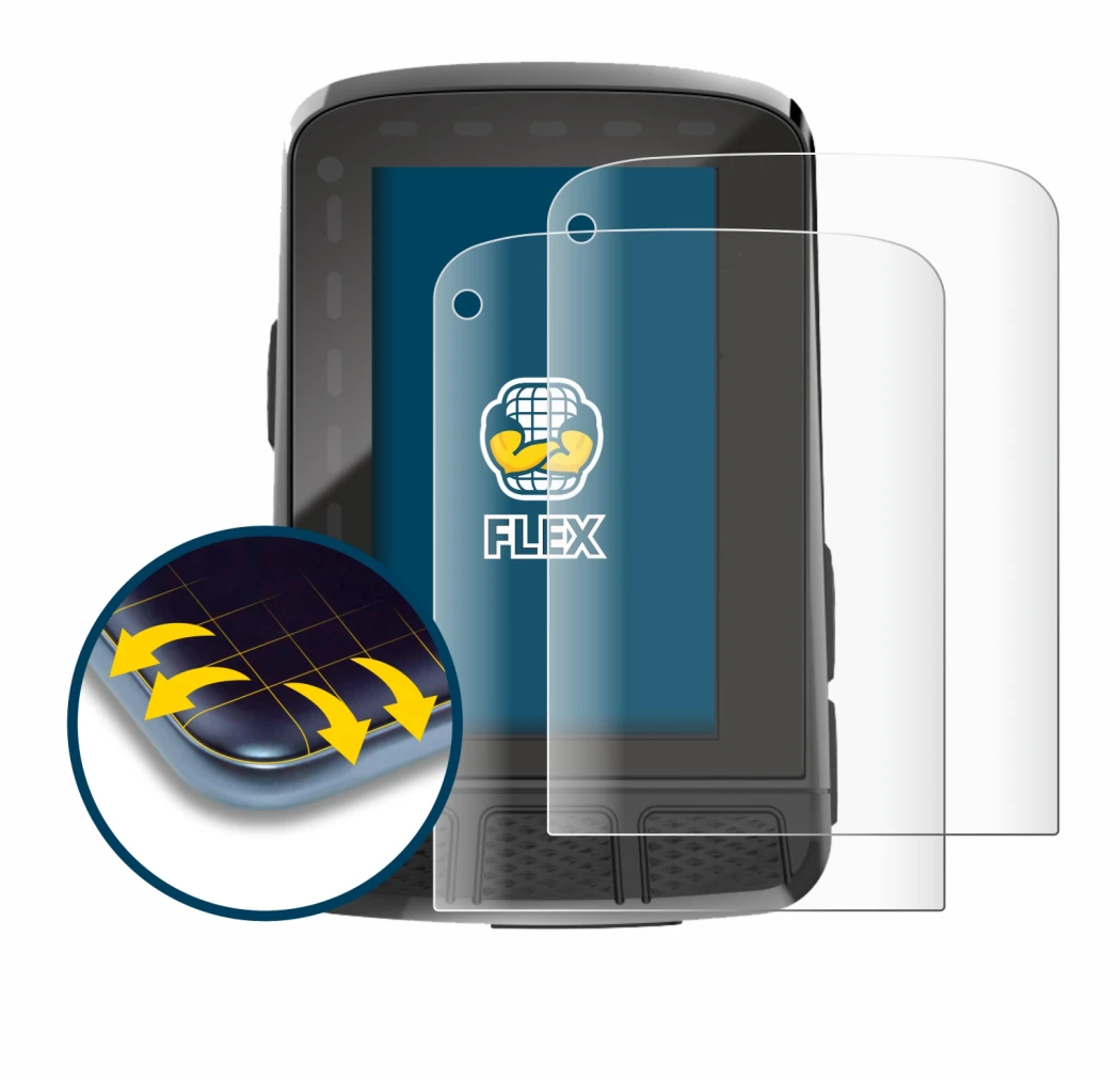 Immagine del dispositivo Wahoo Elemnt Roam 2 con un'ampia varietà di protezioni per lo schermo.