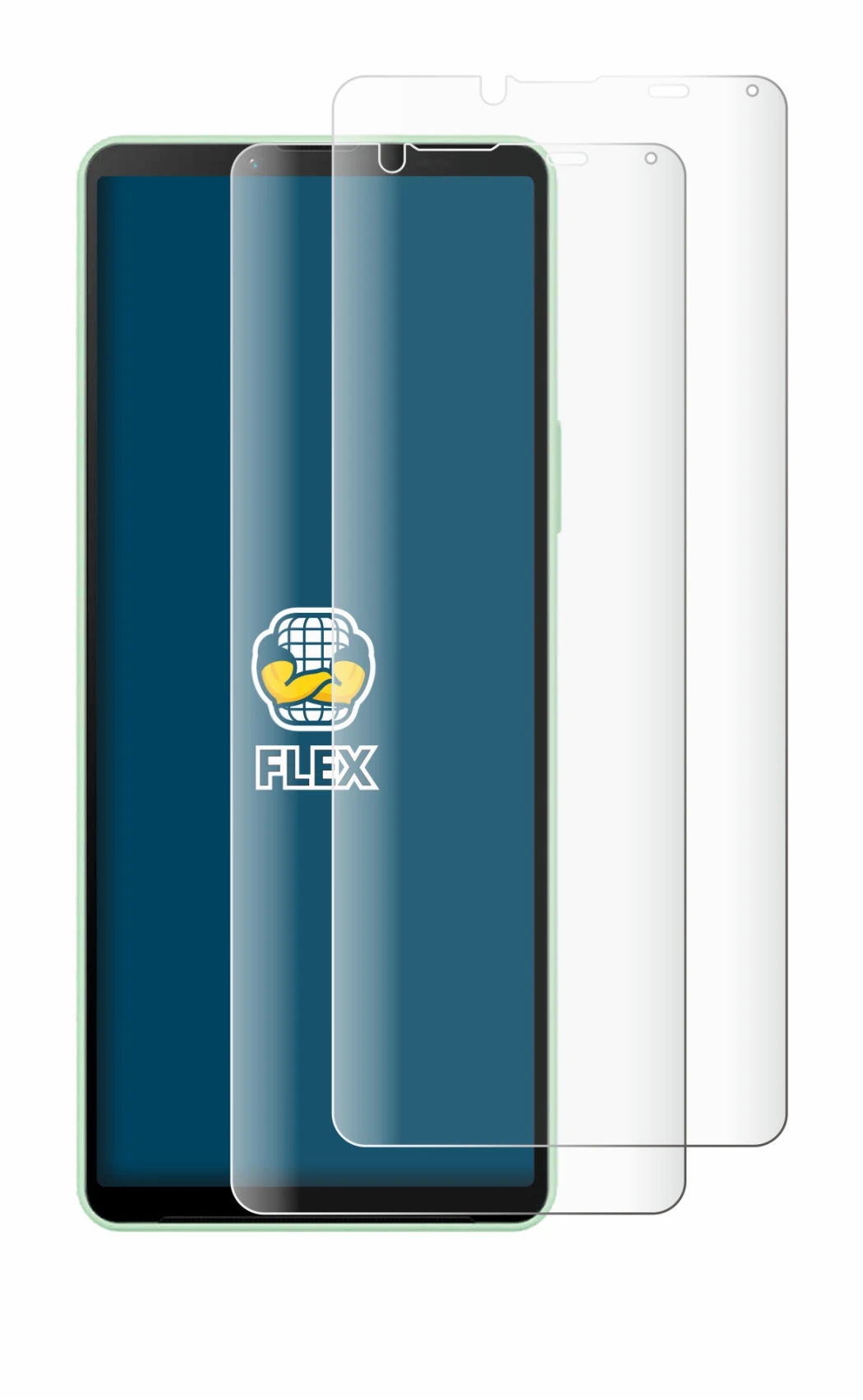 Immagine del dispositivo Sony Xperia 10 V con un'ampia varietà di protezioni per lo schermo.