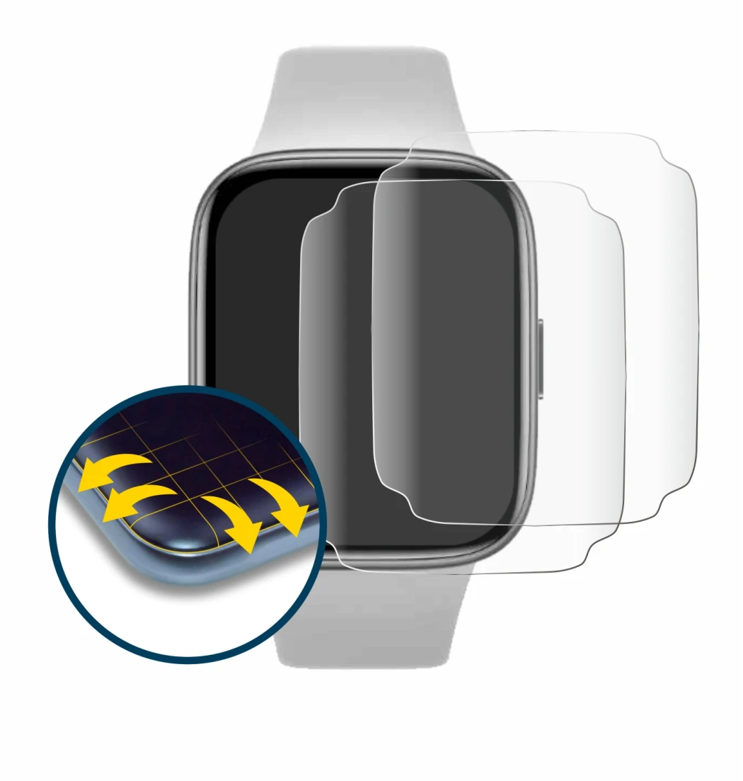 Immagine del dispositivo Xiaomi Redmi Watch 3 Active con un'ampia varietà di protezioni per lo schermo.