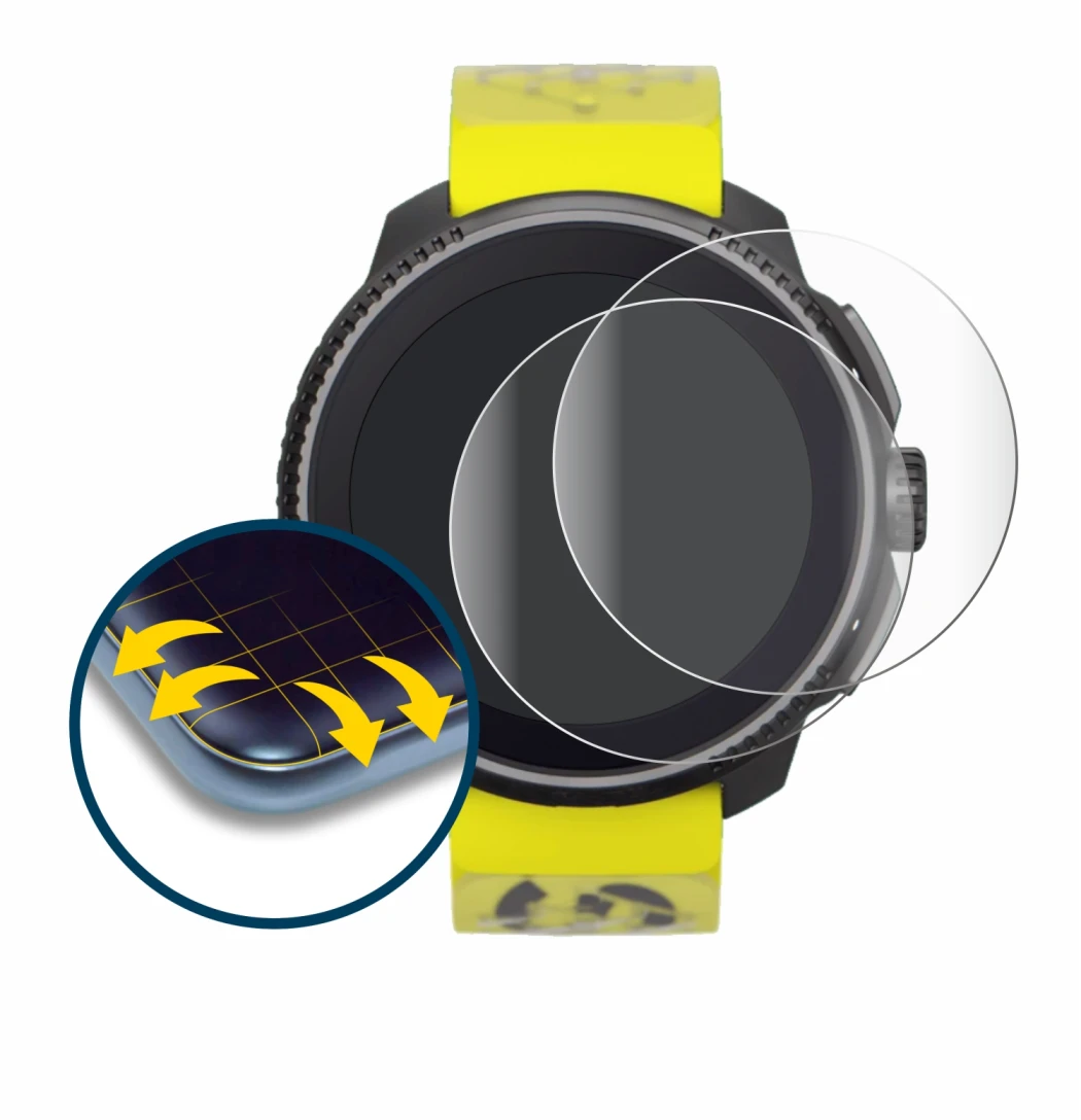 Immagine del dispositivo Suunto Race con un'ampia varietà di protezioni per lo schermo.