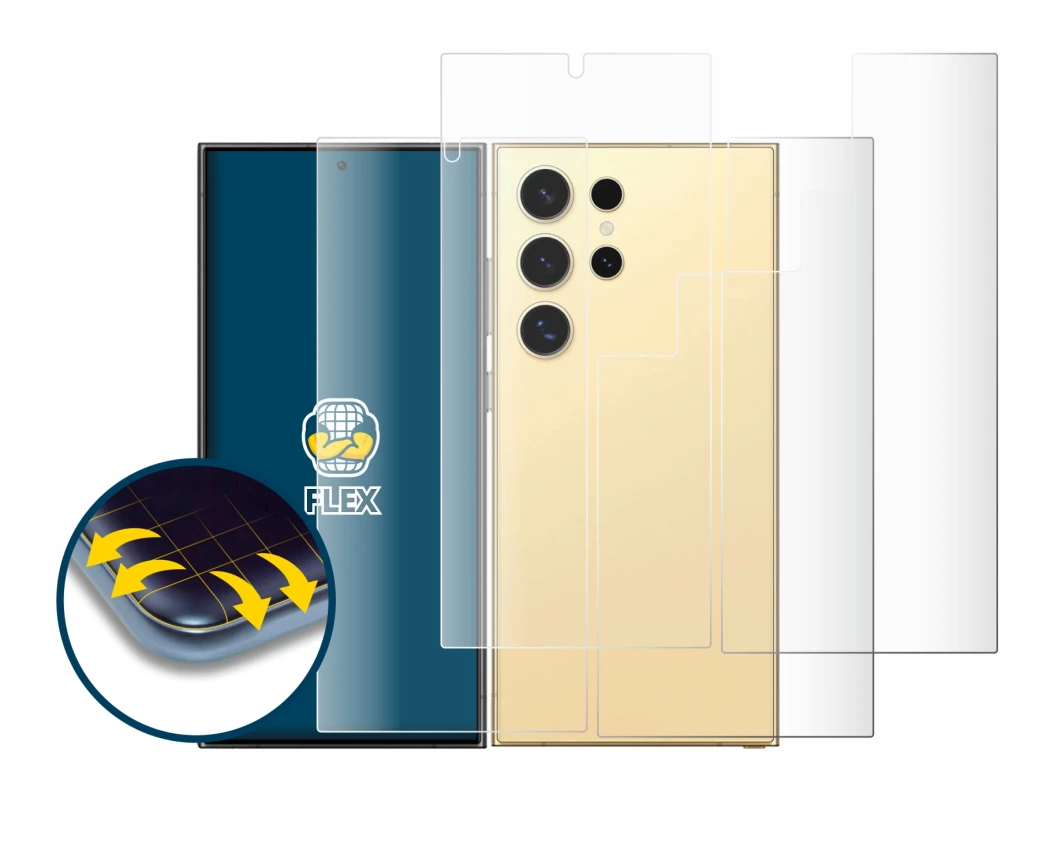 Immagine del dispositivo Samsung Galaxy S24 Ultra (case-friendly) (Fronte+Retro) con un'ampia varietà di protezioni per lo sch