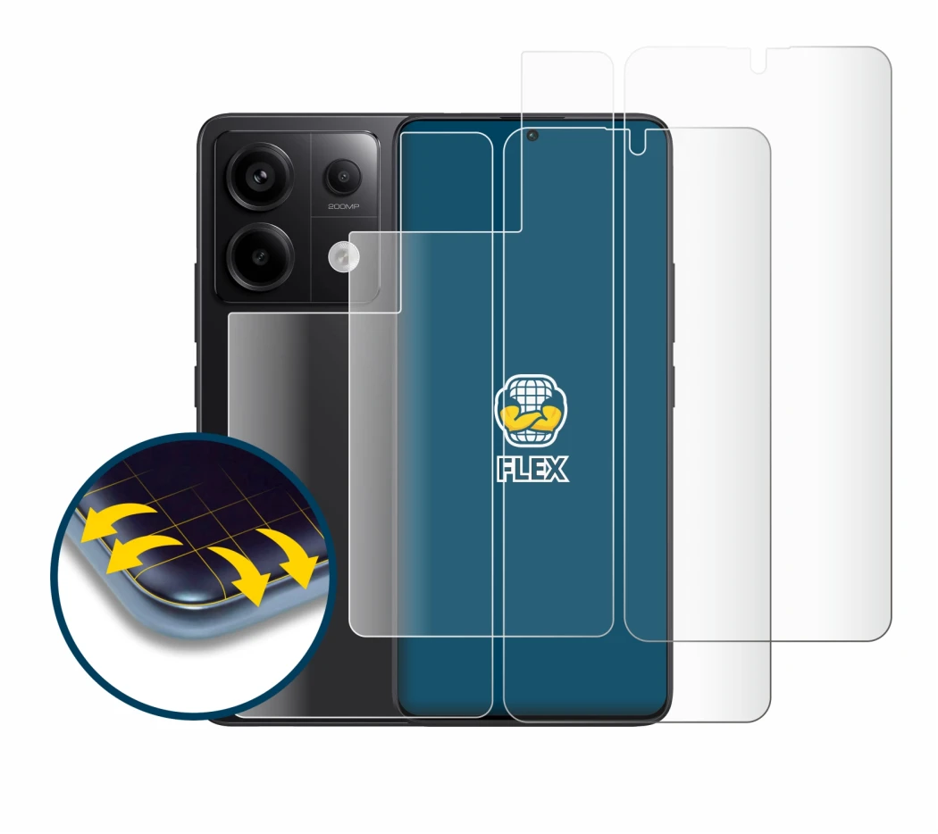 Immagine del dispositivo Xiaomi Redmi Note 13 Pro 5G (Fronte+Retro) con un'ampia varietà di protezioni per lo schermo.