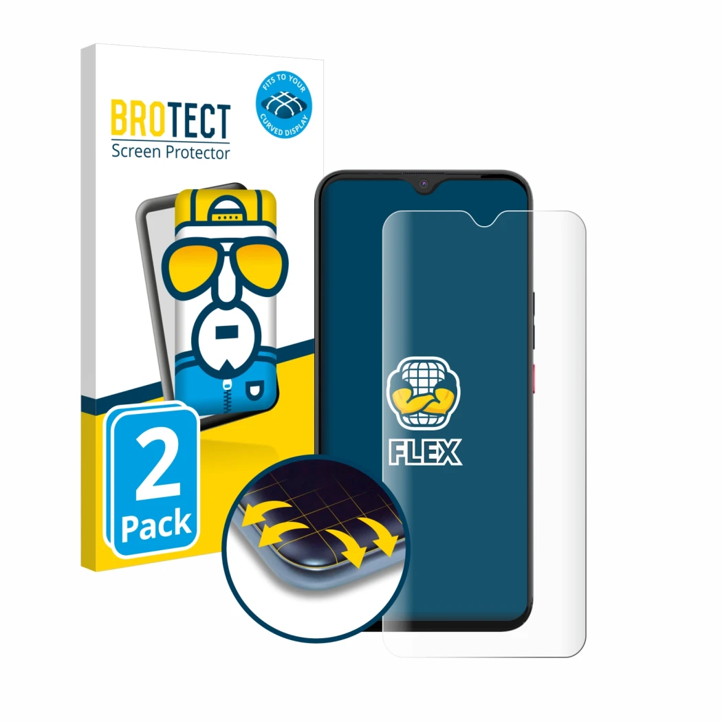 Parte frontale di una confezione del prodotto con il logo del marchio BROTECT. Accanto è raffigurato il dispositivo Gigaset GS