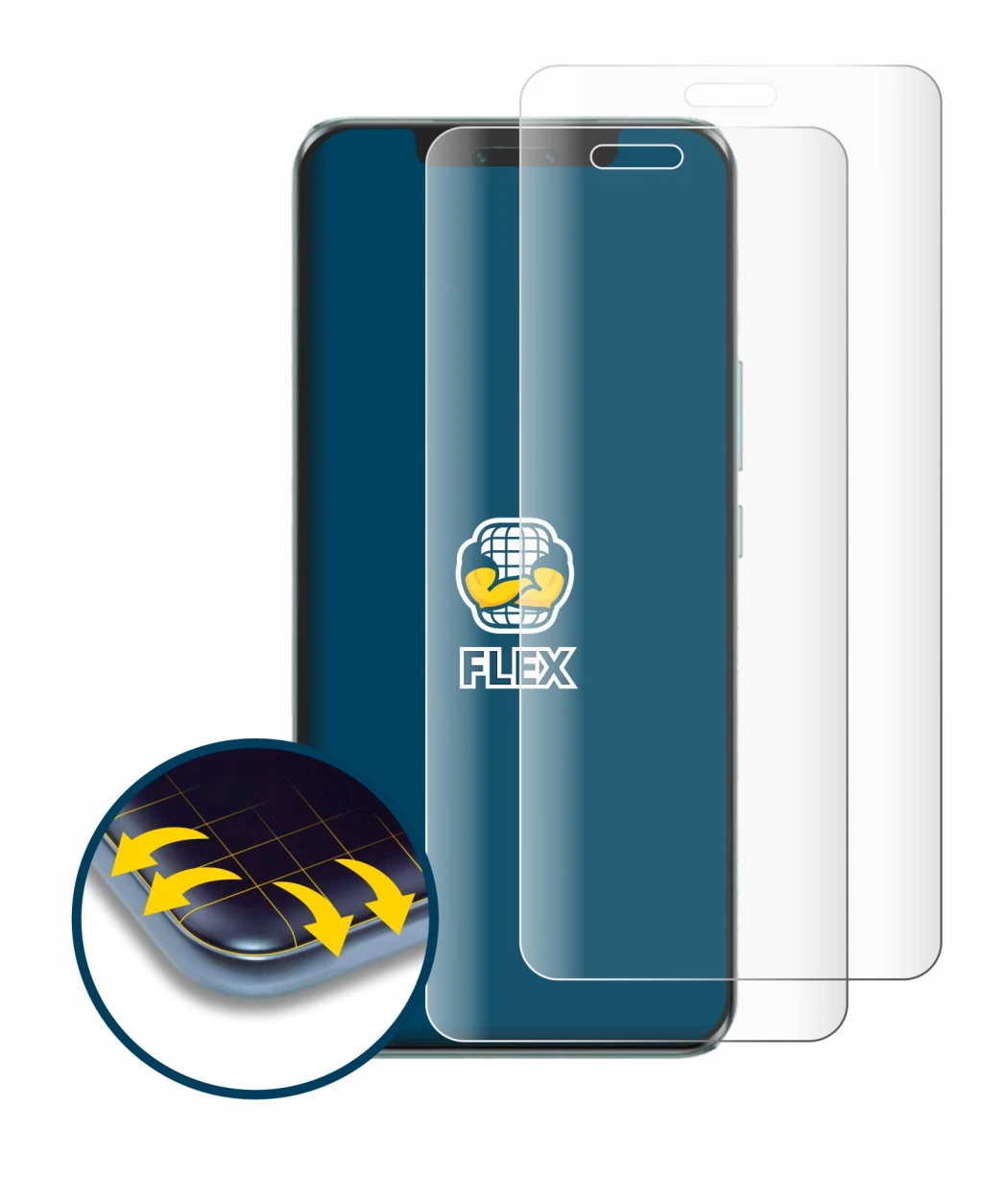 Immagine del dispositivo Honor Magic 6 Pro con un'ampia varietà di protezioni per lo schermo.