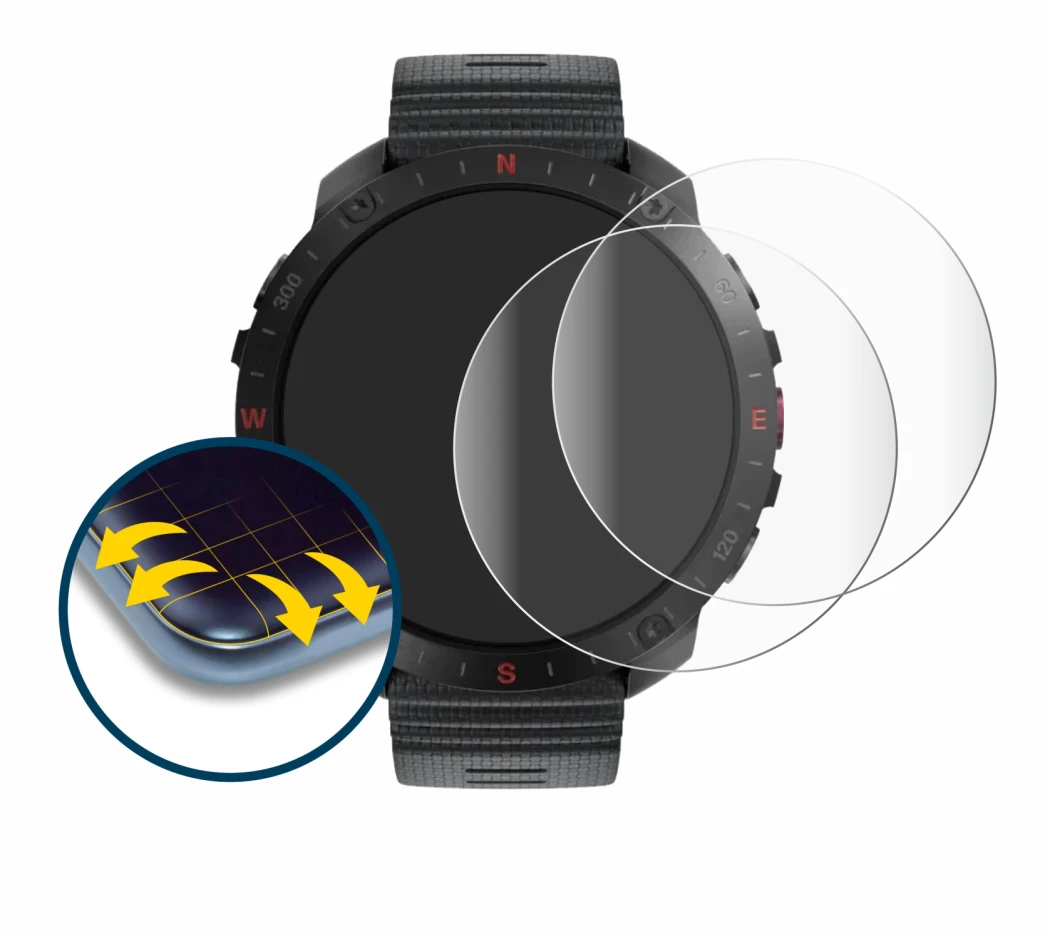 Immagine del dispositivo Polar Grit X2 Pro con un'ampia varietà di protezioni per lo schermo.