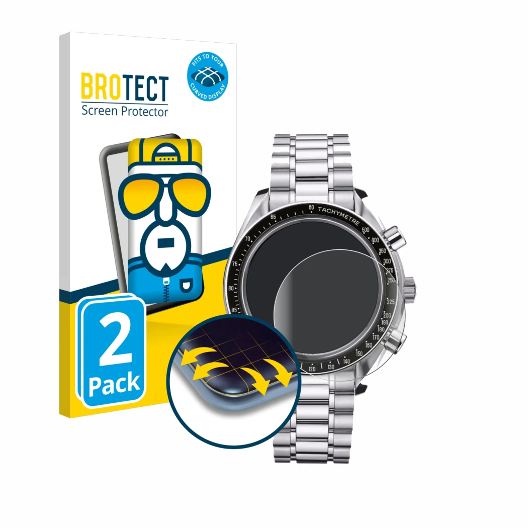 Parte frontale di una confezione del prodotto con il logo del marchio BROTECT. Accanto è raffigurato il dispositivo Omega Spee
